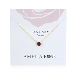 Birthstone Solitaire Necklace-January Garnet