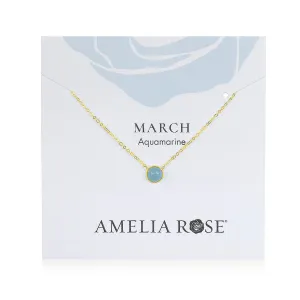 Birthstone Solitaire Necklace-March Aquamarine
