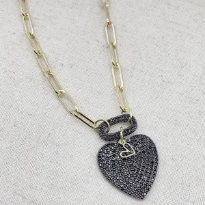 Black Heart Pave Necklace by Treasure Jewels