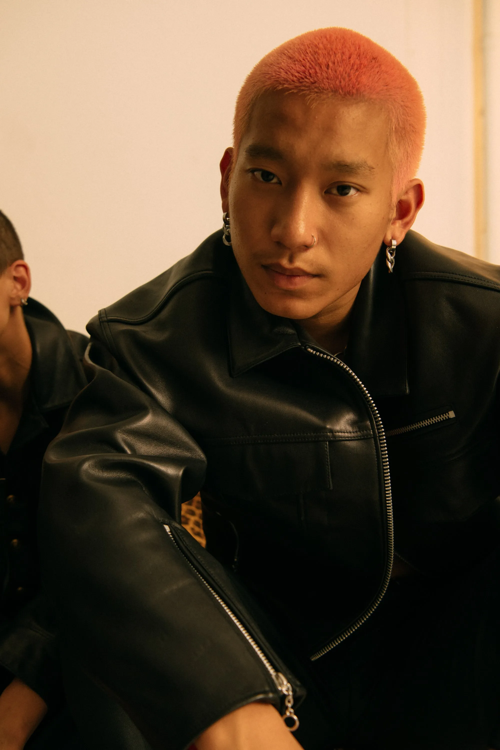 BLACK LEATHER TRUCKER JACKET