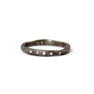 Black Rhodium Plated with Diamonds Ring by Yasuko Azuma