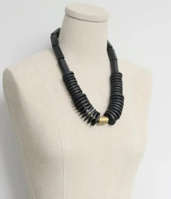 Black wood statement necklace