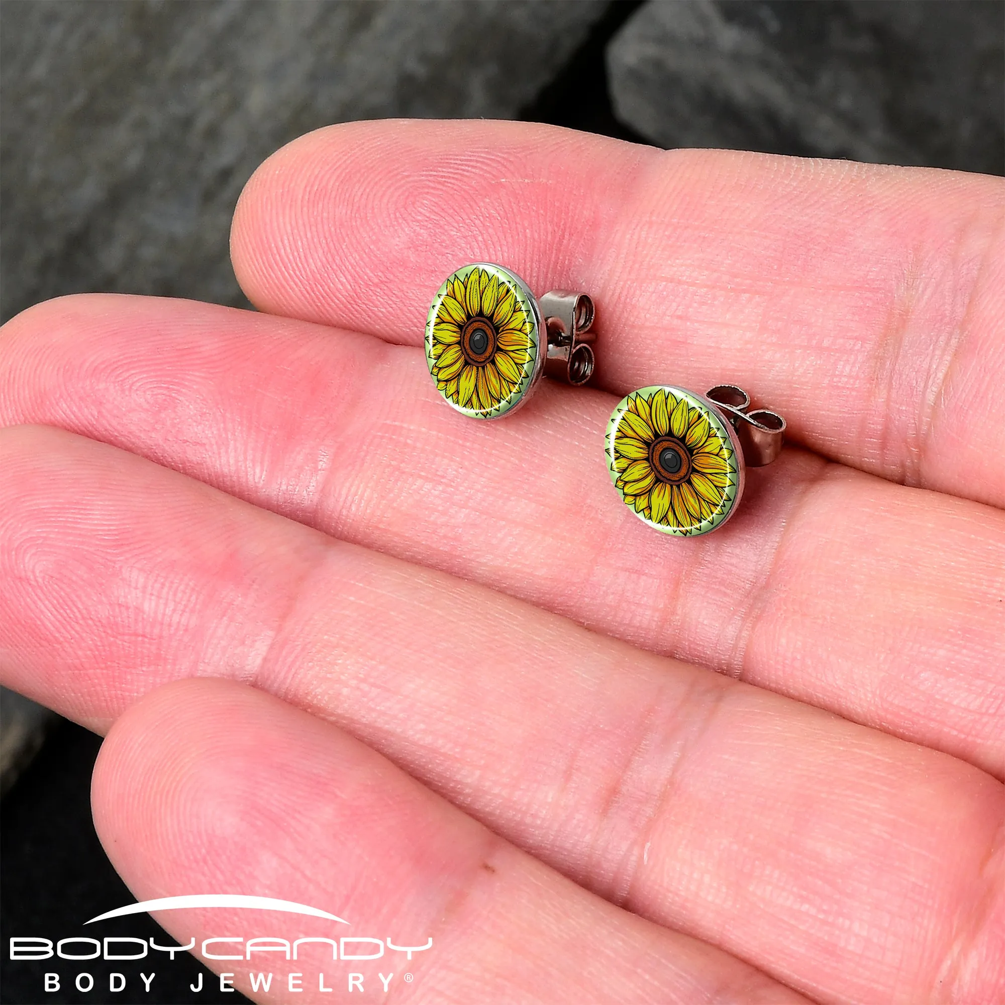 Blossom Creation Yellow Sunflower Stud Earrings