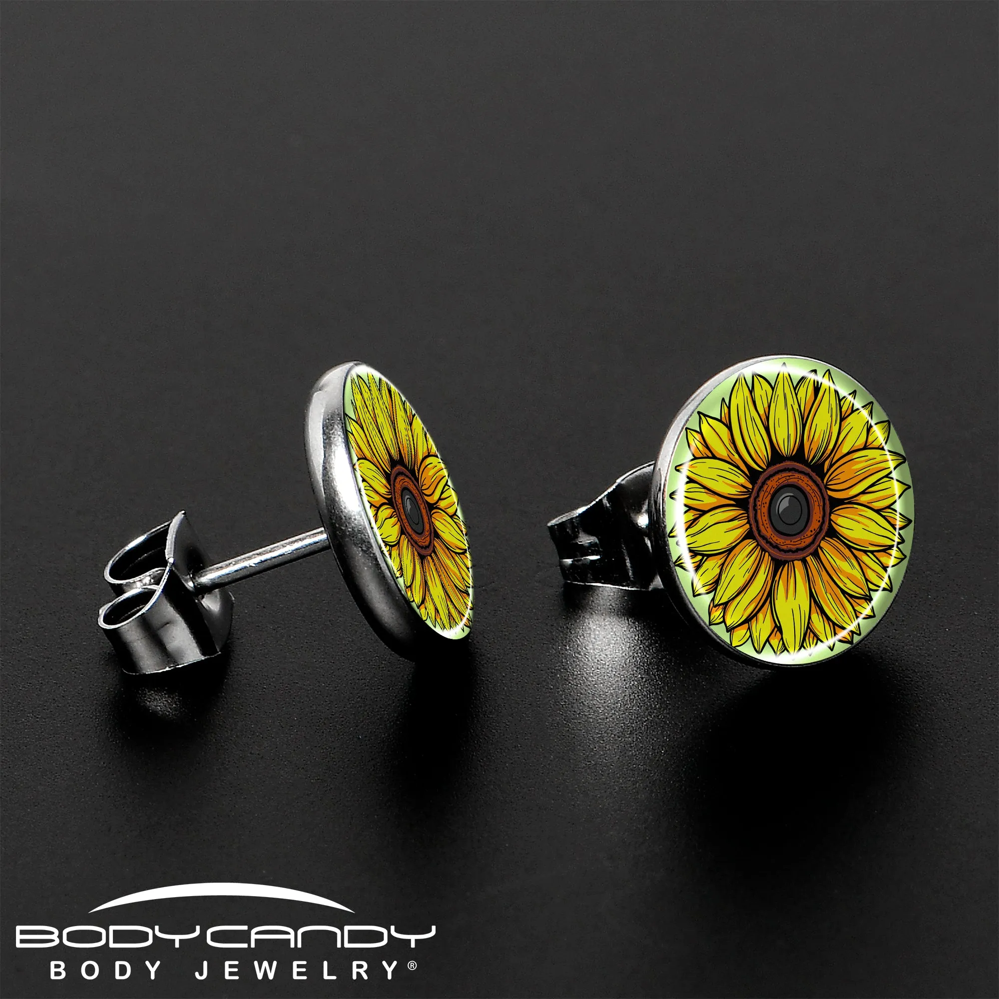 Blossom Creation Yellow Sunflower Stud Earrings