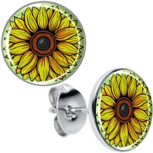 Blossom Creation Yellow Sunflower Stud Earrings