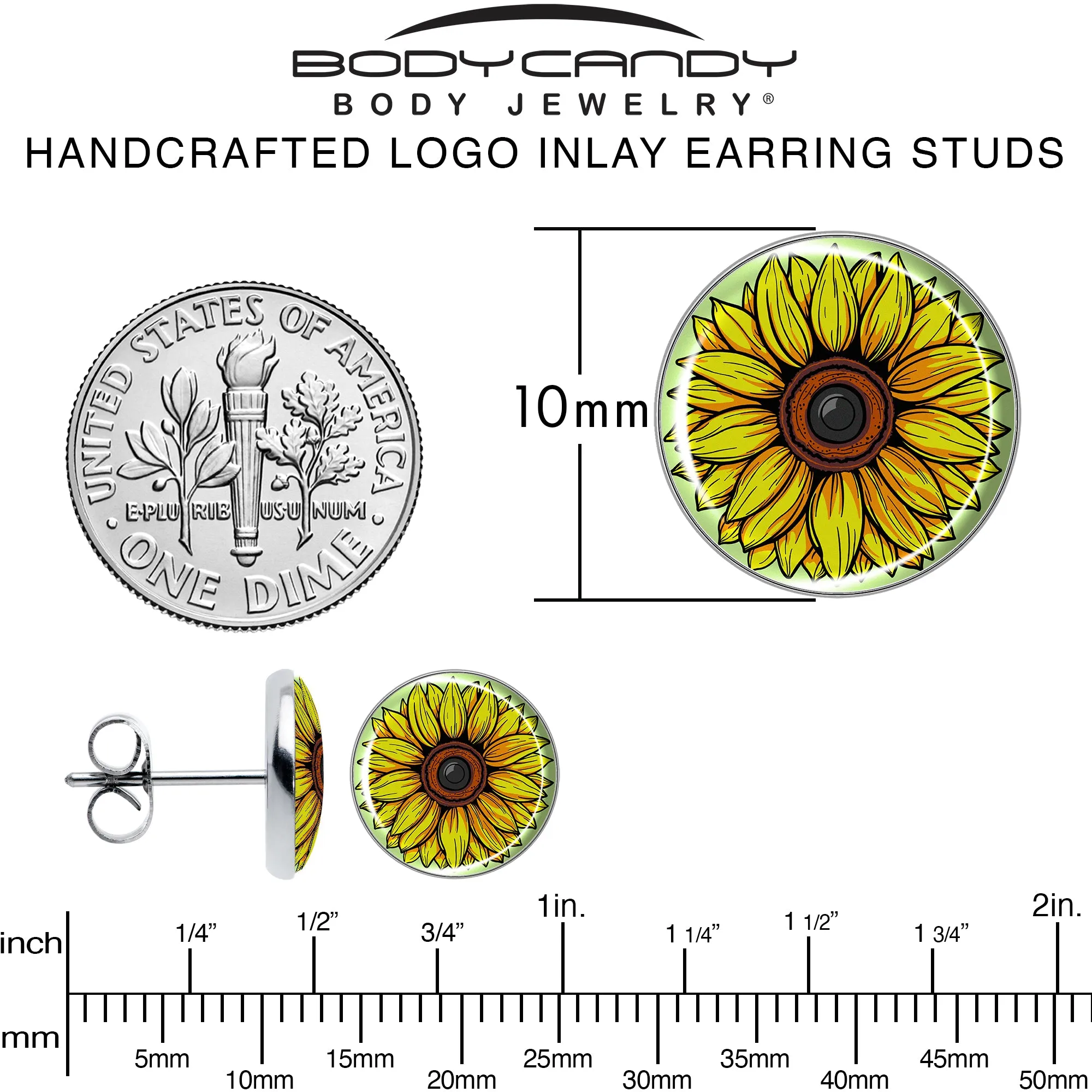 Blossom Creation Yellow Sunflower Stud Earrings