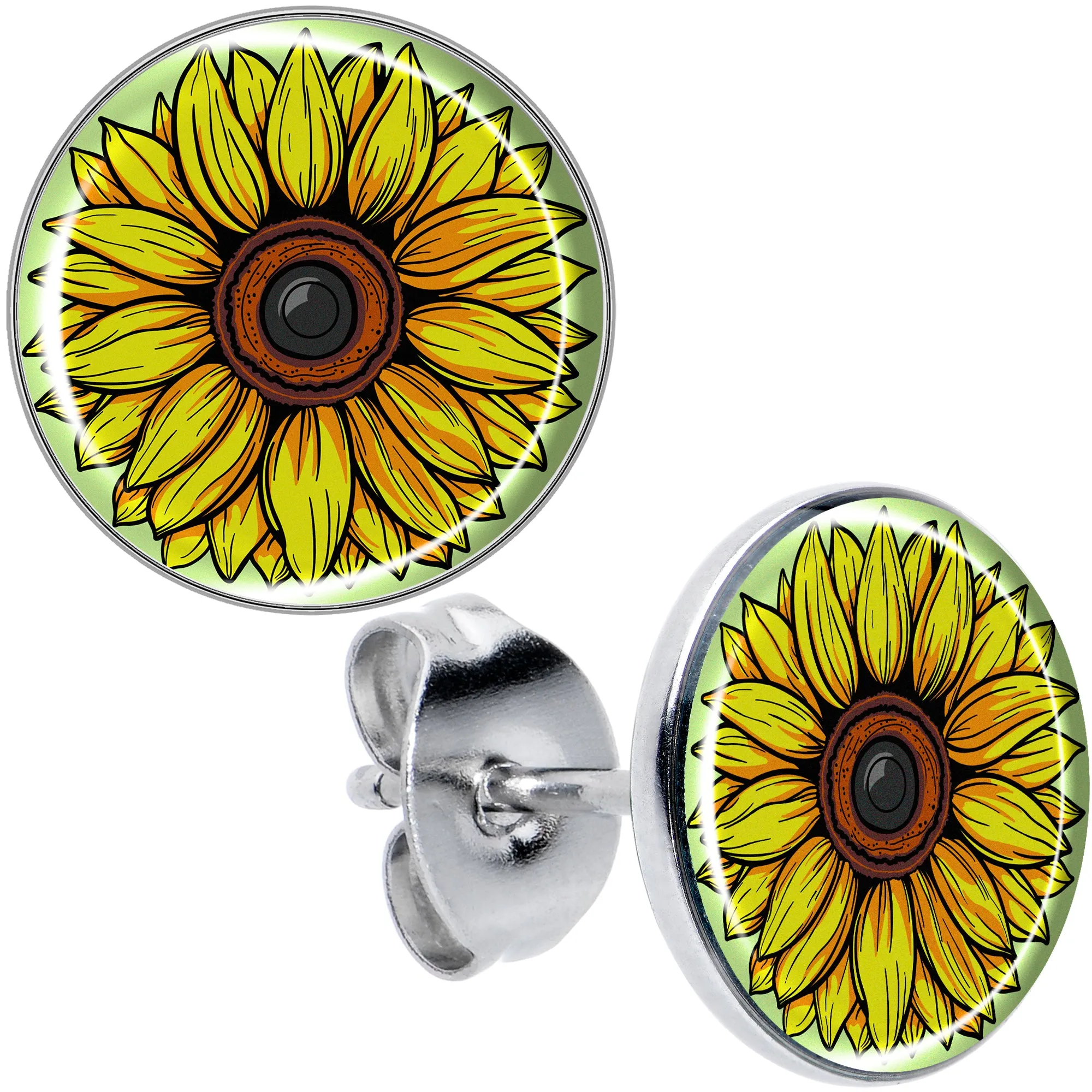Blossom Creation Yellow Sunflower Stud Earrings