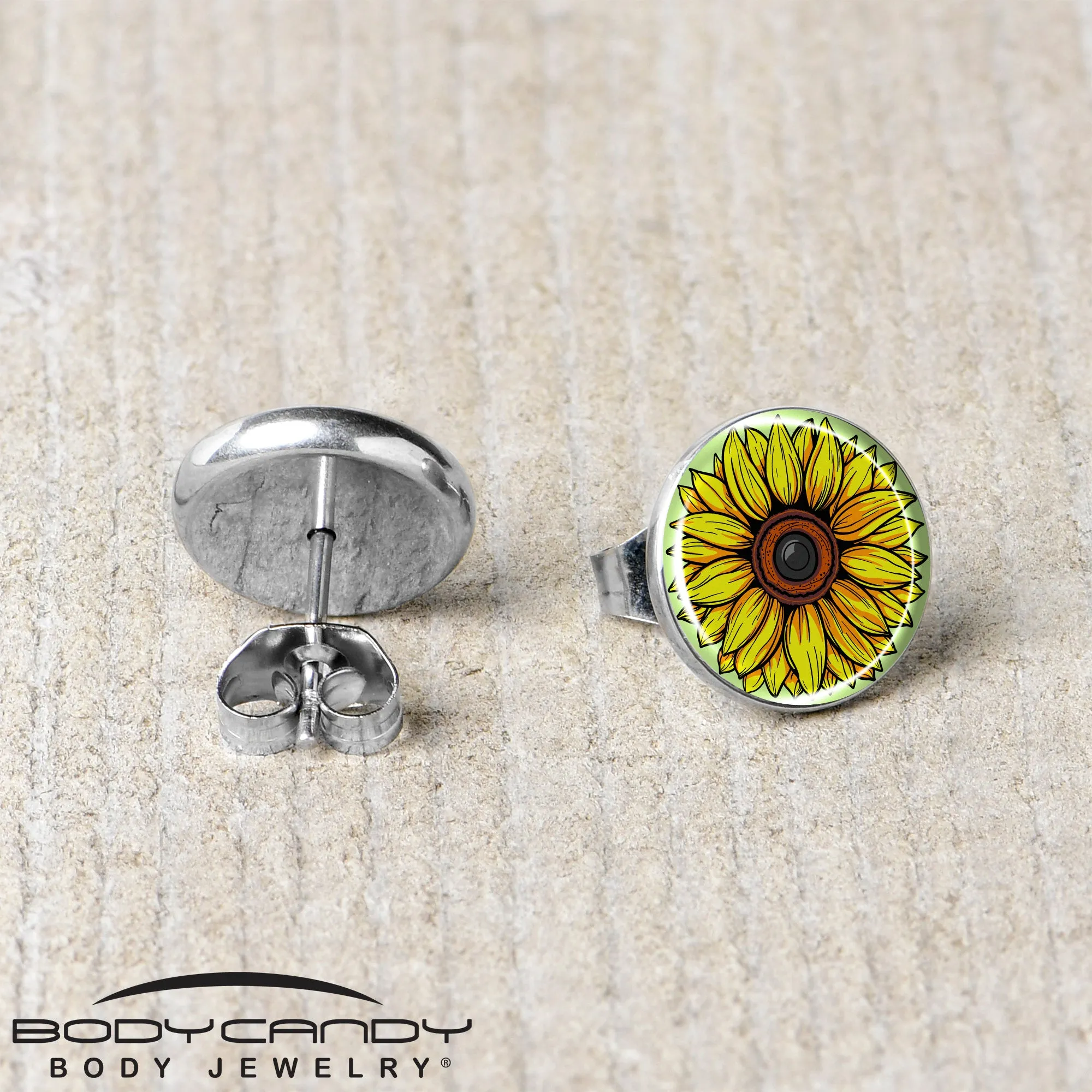 Blossom Creation Yellow Sunflower Stud Earrings