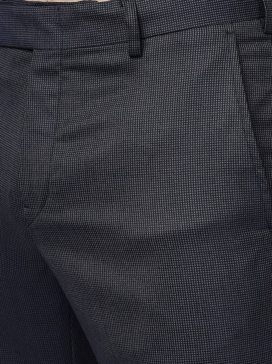 Blue Solid Slim Fit Formal Trouser | Metal
