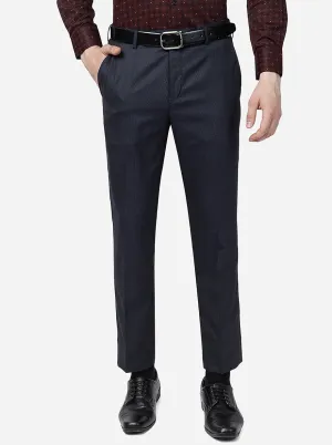 Blue Solid Slim Fit Formal Trouser | Metal