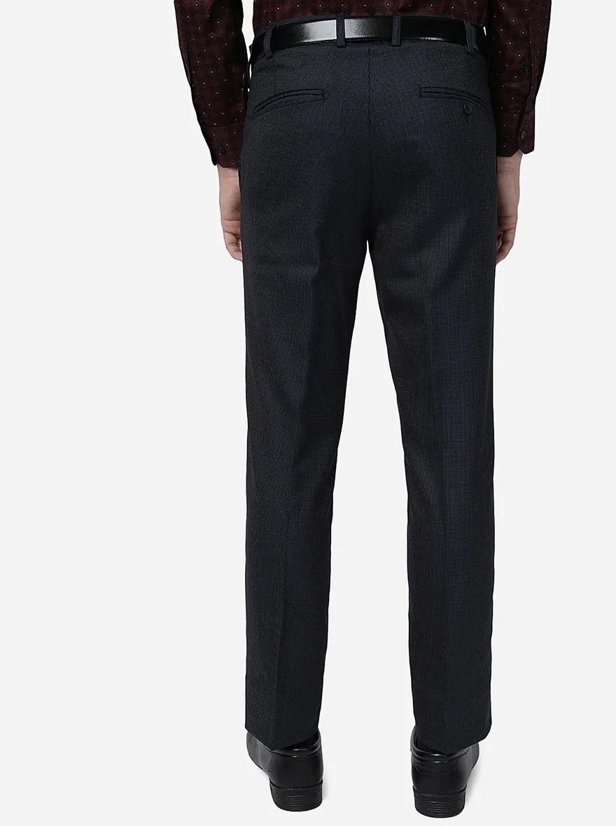 Blue Solid Slim Fit Formal Trouser | Metal