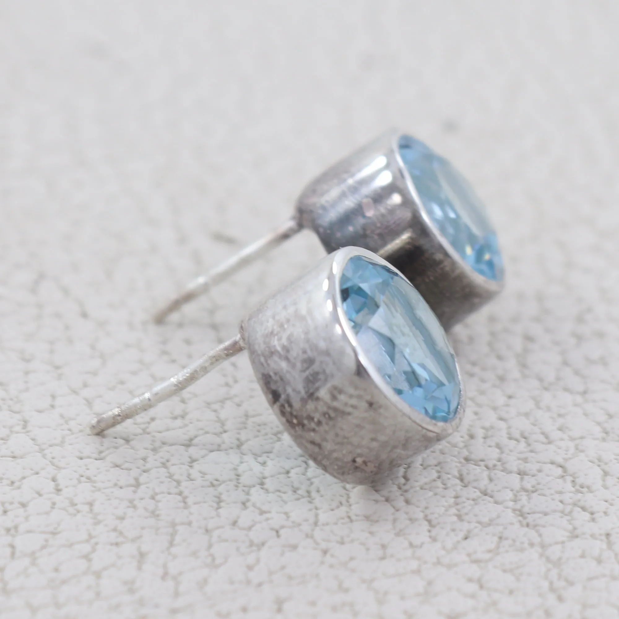 Blue Topaz Silver Studs Earring