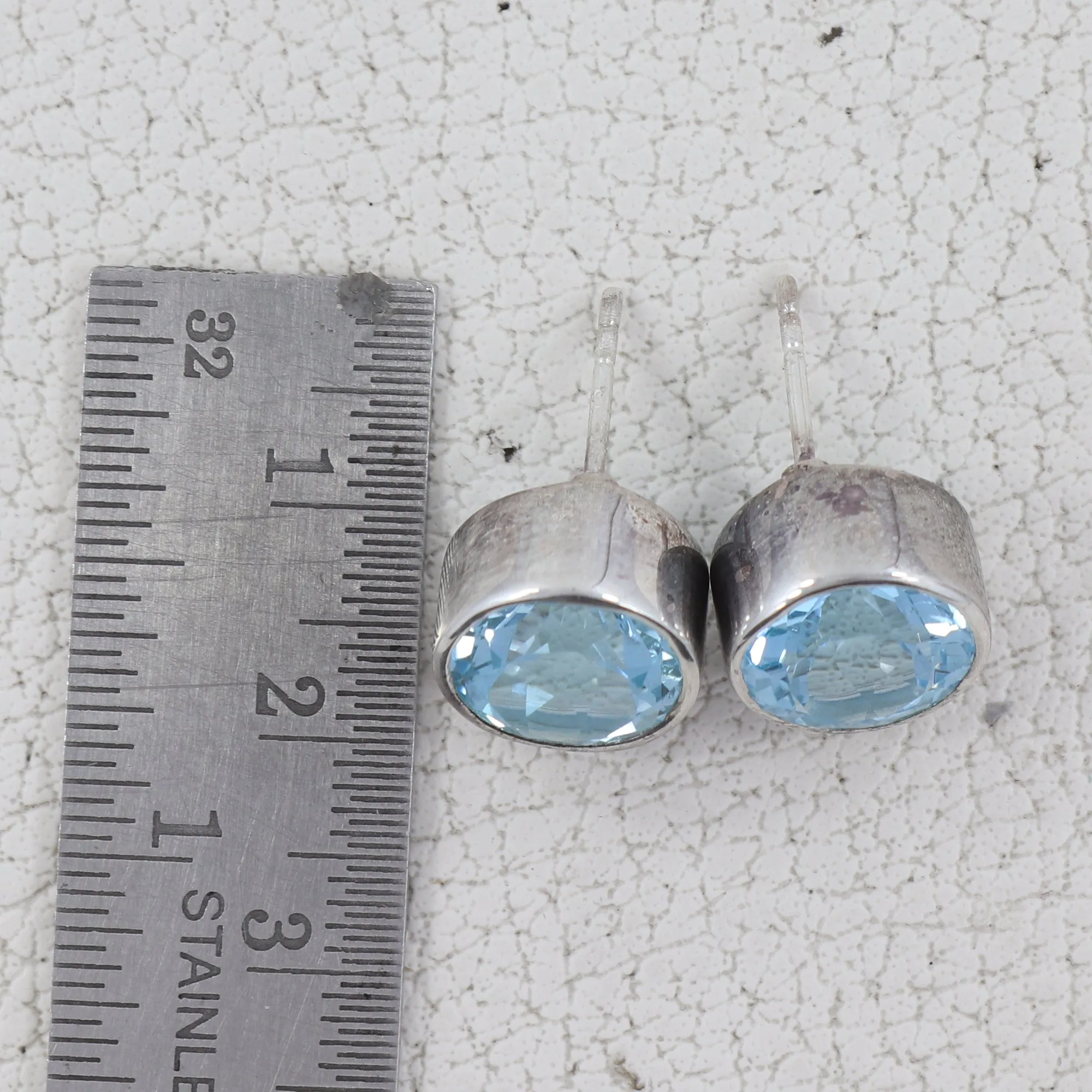 Blue Topaz Silver Studs Earring