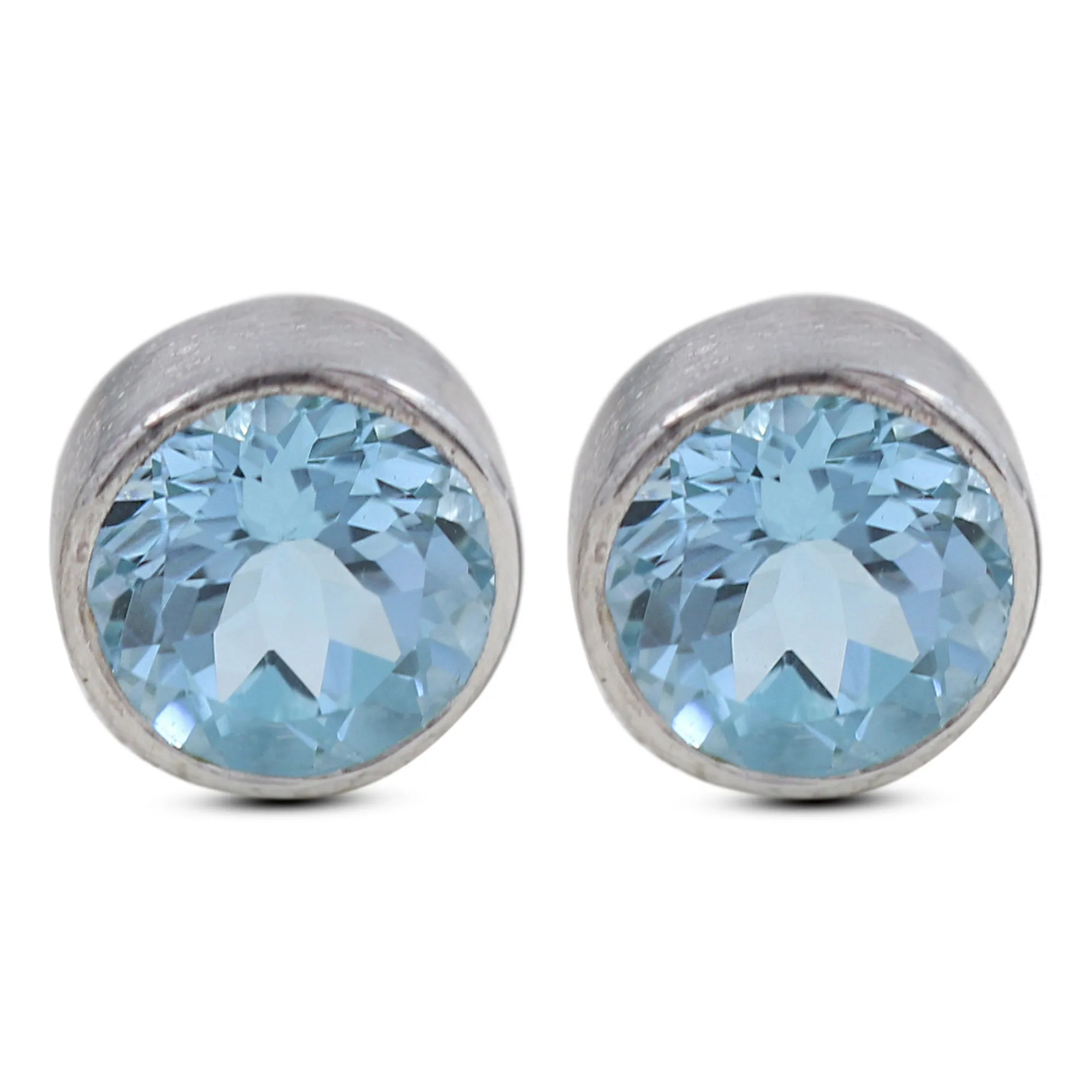 Blue Topaz Silver Studs Earring