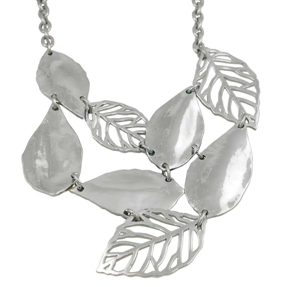 Blue, Yellow, and Green Enamel Leaves Necklace - FN322