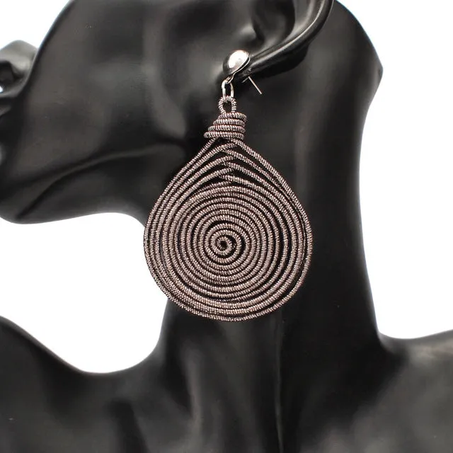 Bohemian Spiral Round Statement Earrings
