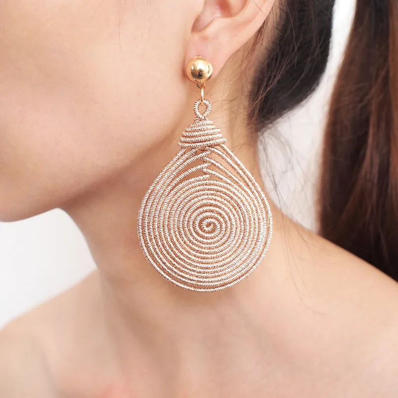 Bohemian Spiral Round Statement Earrings