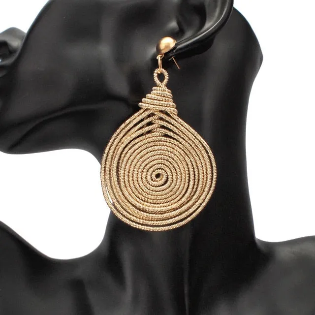 Bohemian Spiral Round Statement Earrings