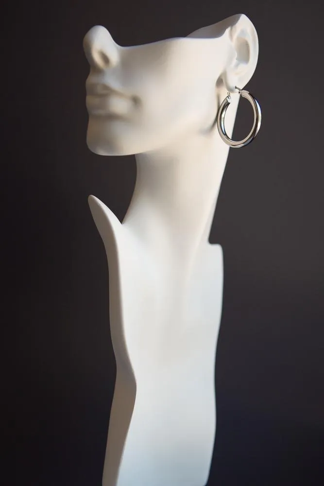 Bold Chunky Hoop Earrings (Silver)