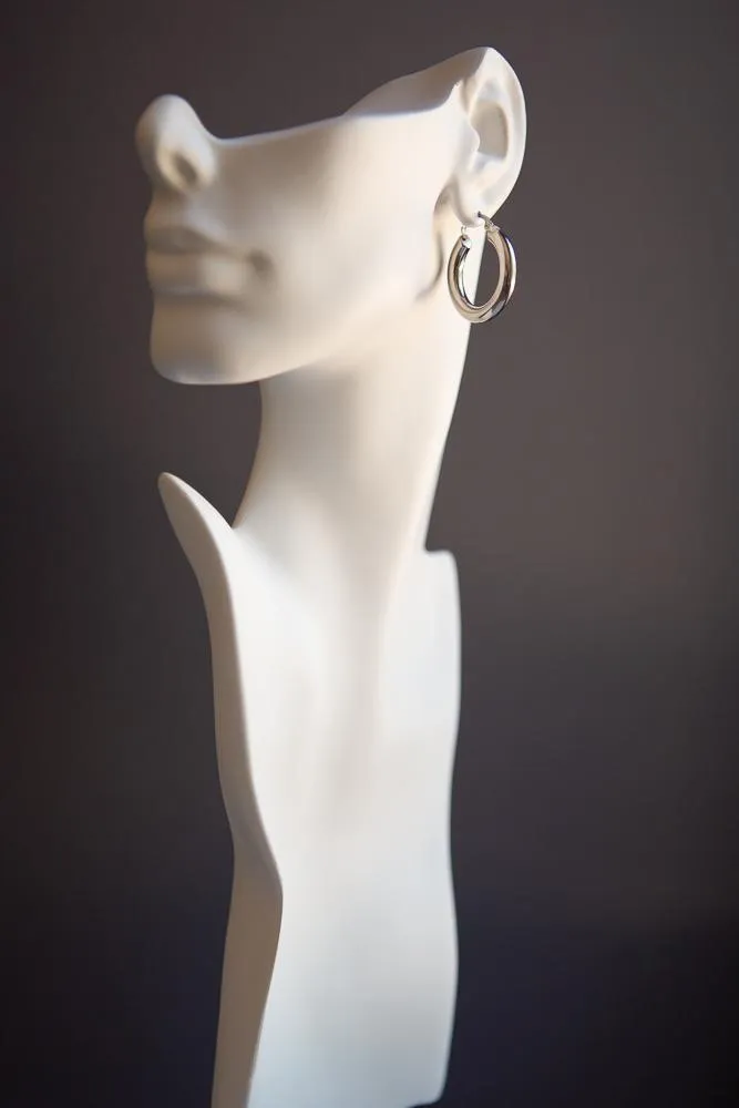 Bold Chunky Hoop Earrings (Silver)