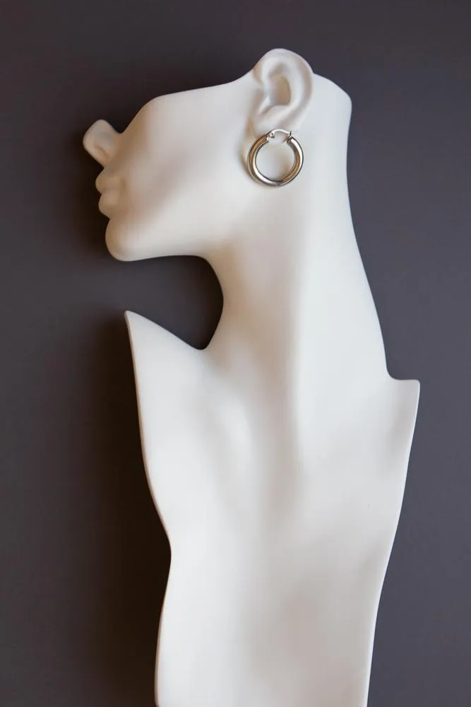 Bold Chunky Hoop Earrings (Silver)