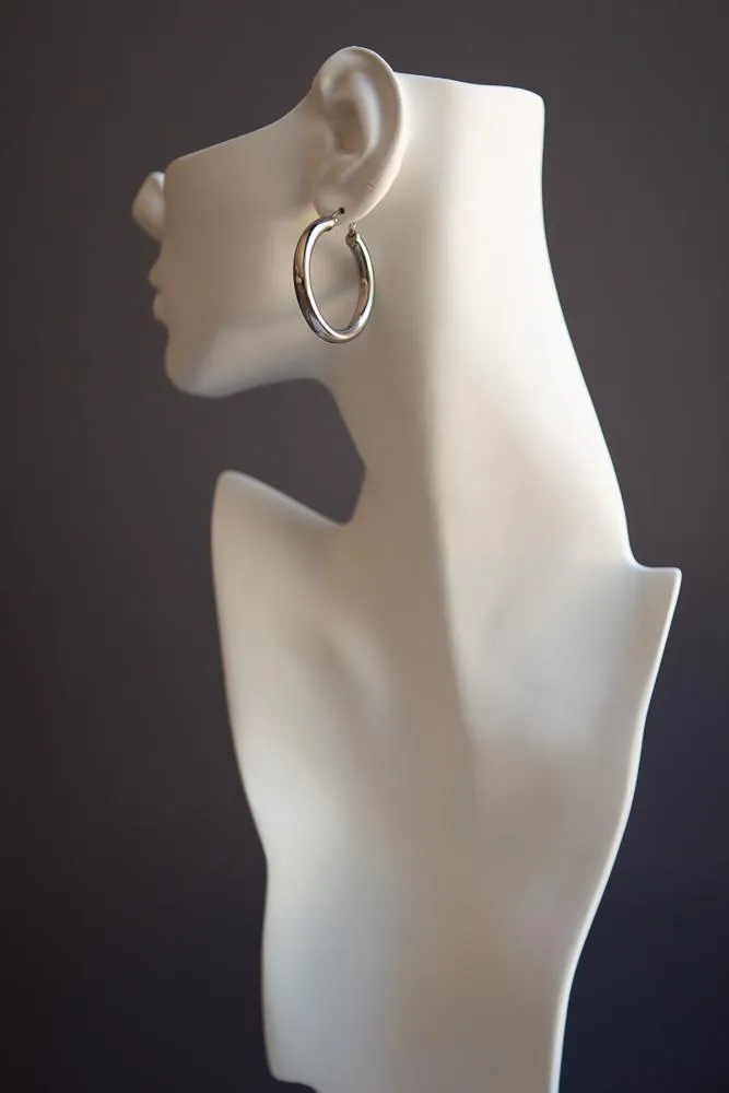 Bold Chunky Hoop Earrings (Silver)
