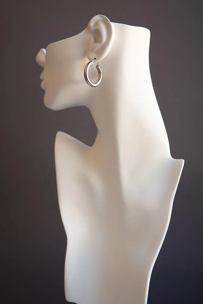 Bold Chunky Hoop Earrings (Silver)