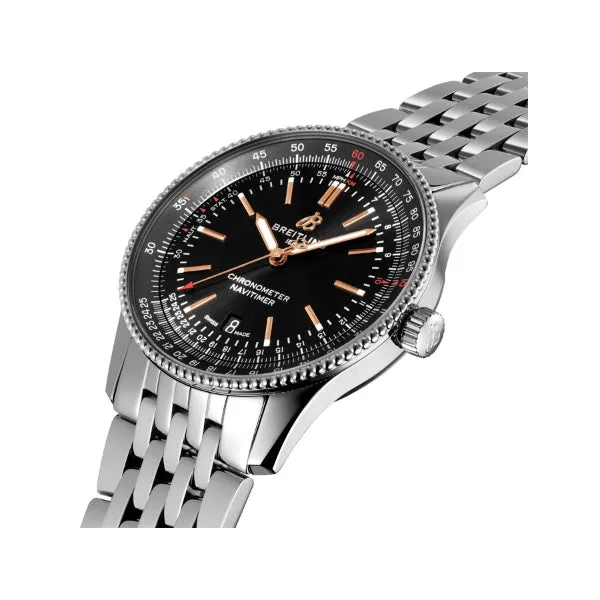 Breitling Navitimer Silver Stainless Steel Black Dial Automatic Watch for Gents - A17326241B1A1