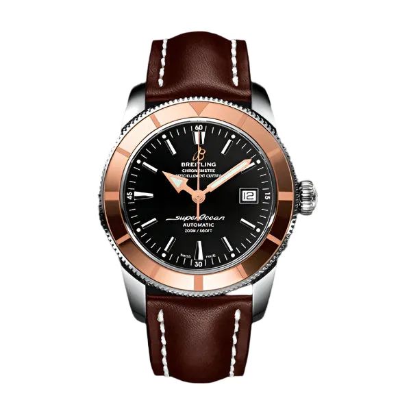 Breitling Superocean Heritage Brown Leather Strap Black Dial Automatic Watch for Gents - U1732112/BA61BRCT