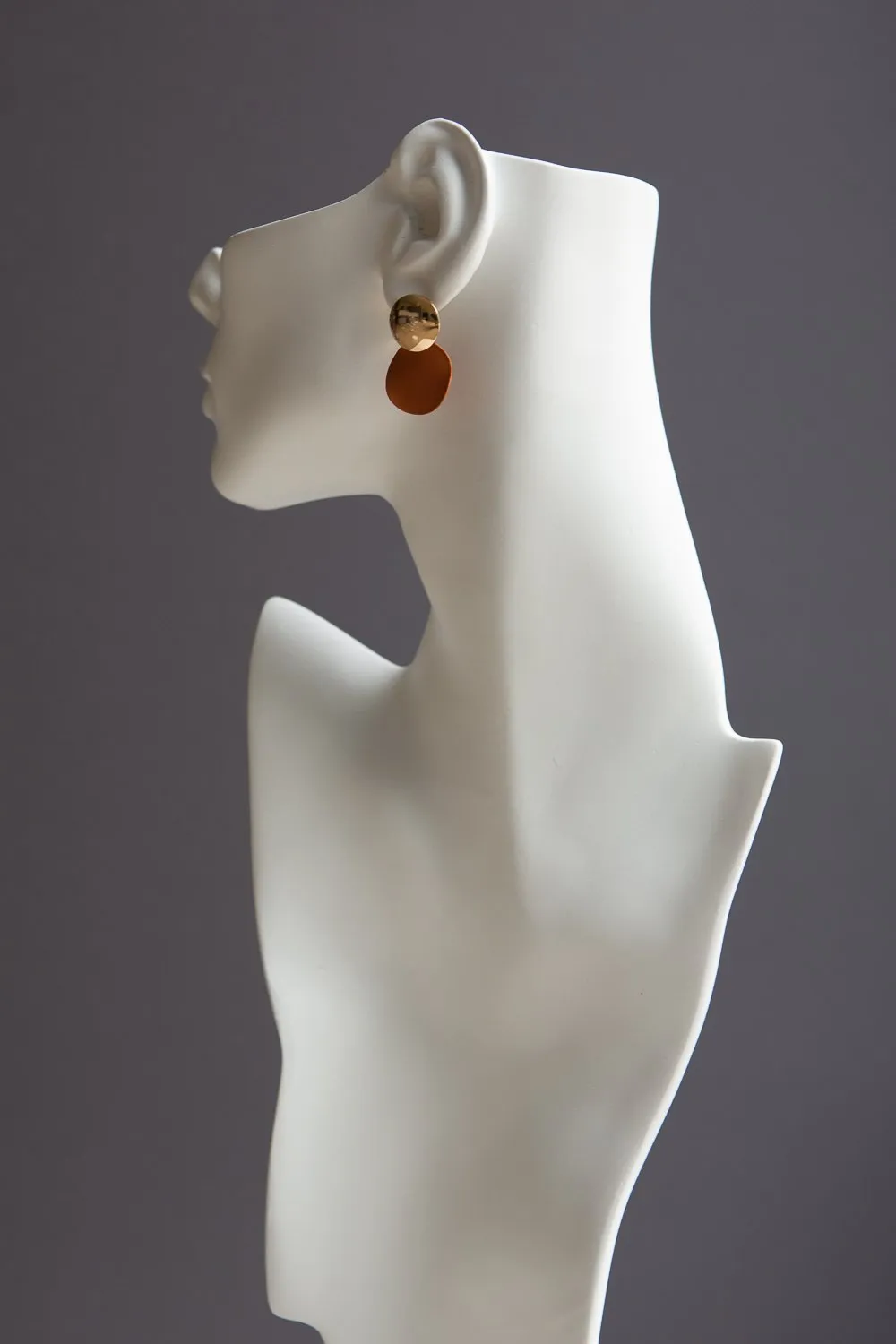 Brown and Gold Disc Earrings