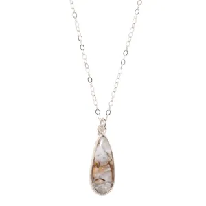 Brown Copper Infused Turquoise Teardrop Necklace in Silver