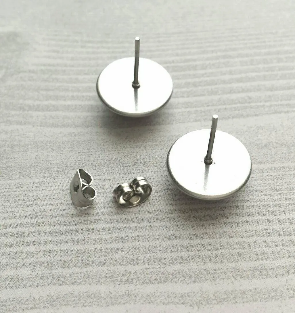 Brown Plaid Earrings, winter earring, flannel earring, plaid stud, round stud earring, brown white grey, stainless steel hypoallergenic stud
