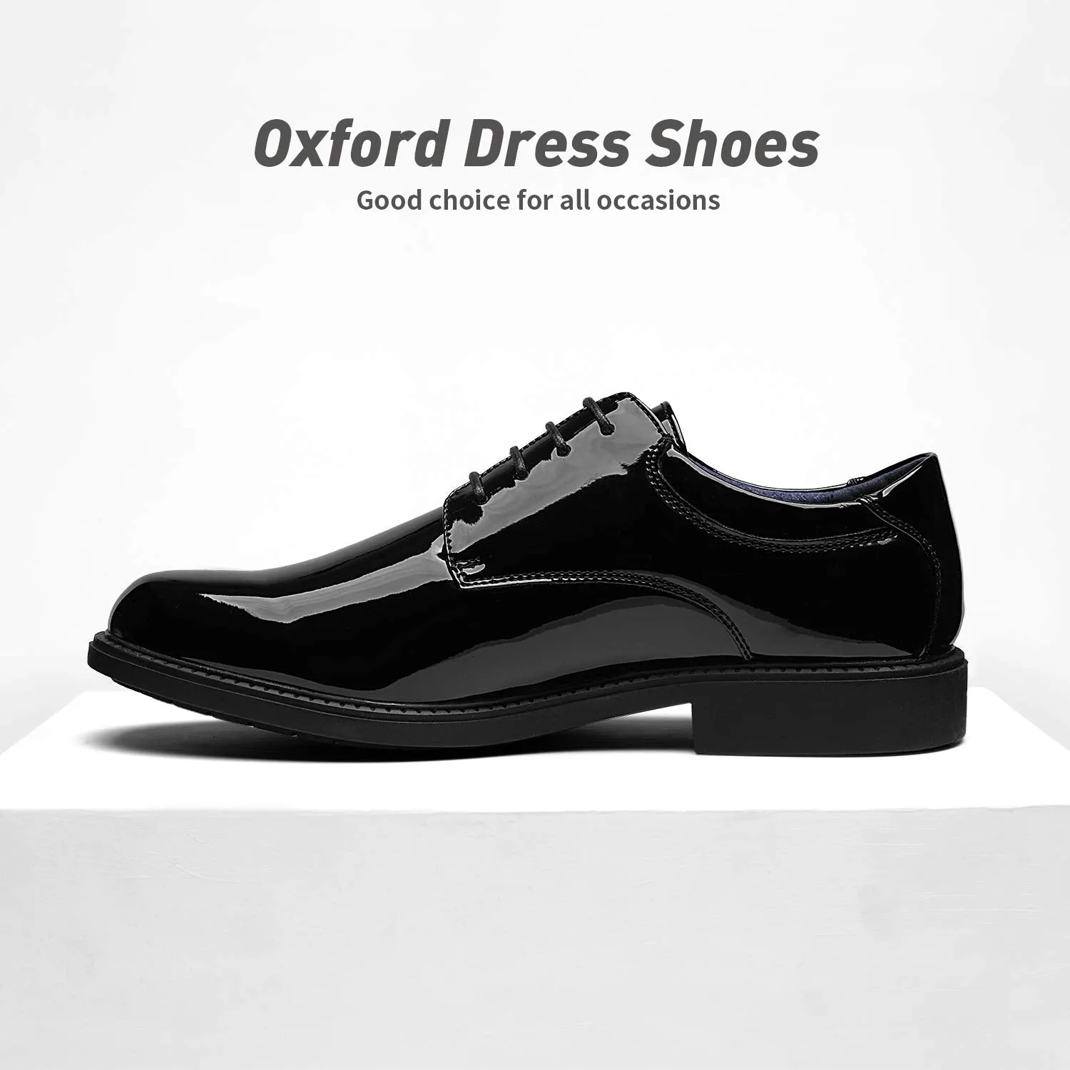 Bruno Marc Men's Downing-02 Black Pat Leather Lined Dress Oxford Shoes Classic Lace Up Formal Size 9.5 M US