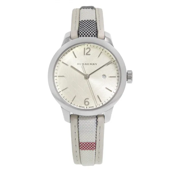 Burberry Multicolor Leather Strap Cream Dial Quartz Watch for Ladies - BU10113