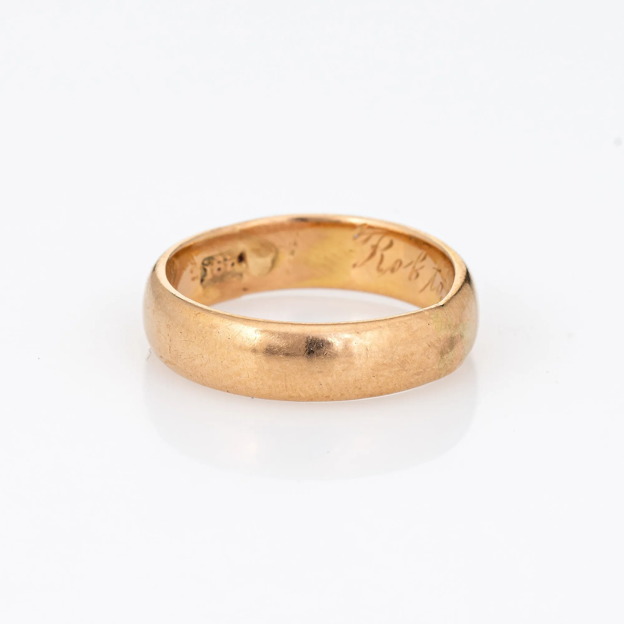 c1899 Antique Victorian Wedding Band Sz 5 Vintage Ring 18k Yellow Gold 5mm
