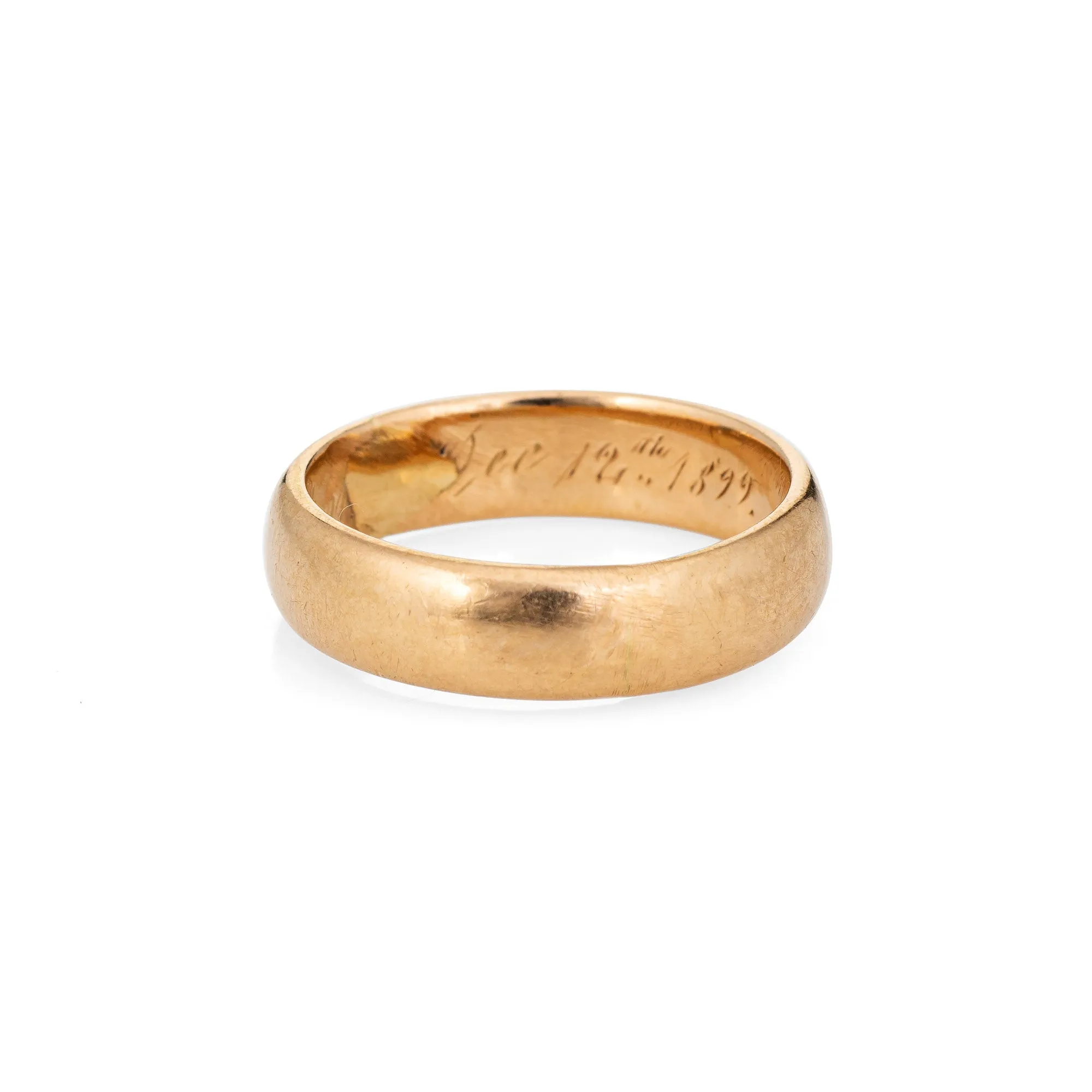 c1899 Antique Victorian Wedding Band Sz 5 Vintage Ring 18k Yellow Gold 5mm