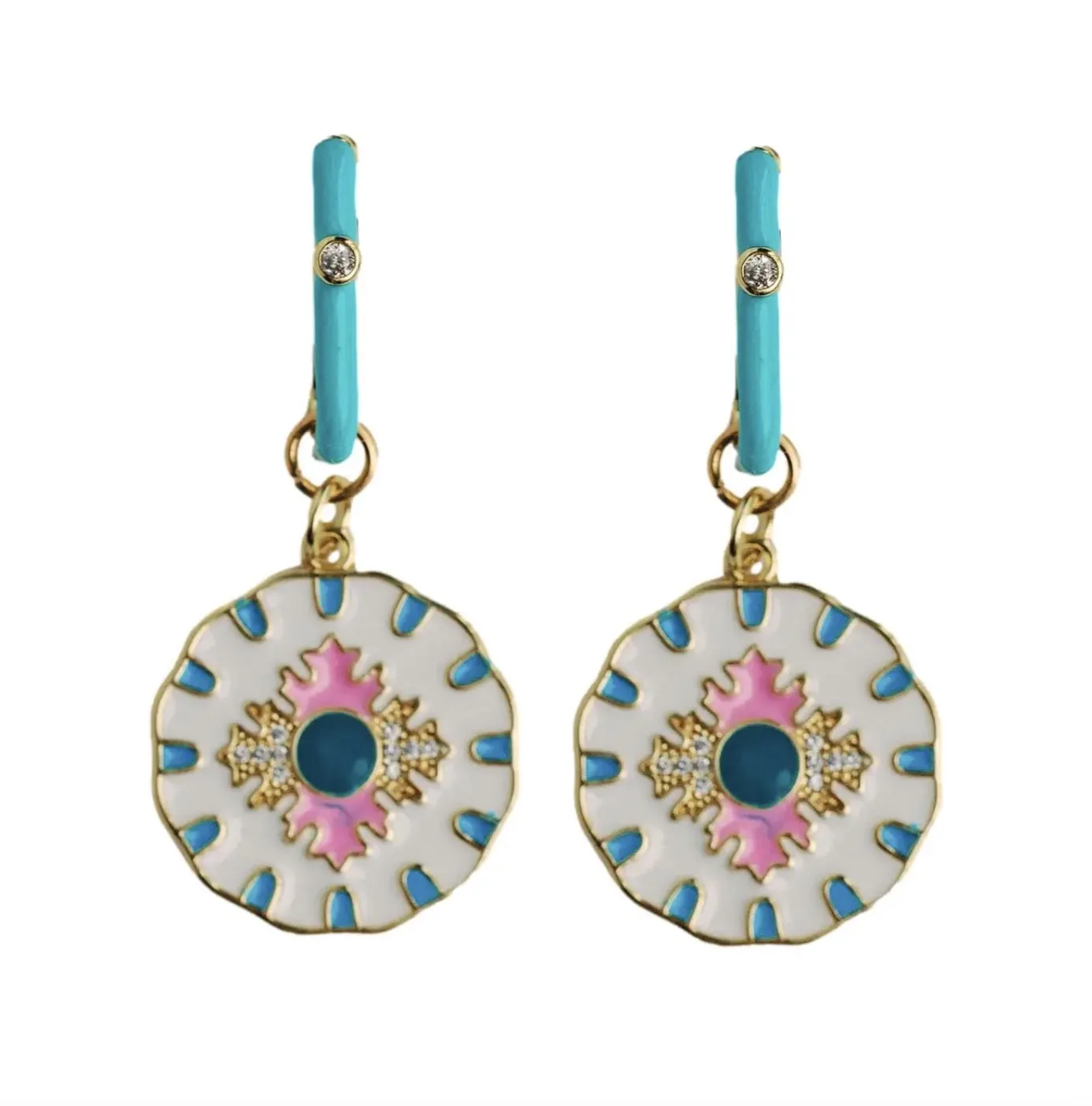 Capri Tile Enamel Charm Statement Earrings