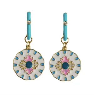 Capri Tile Enamel Charm Statement Earrings