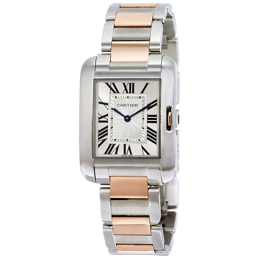 Cartier Tank Anglaise Silvered Flinque Dial Ladies Watch W5310043