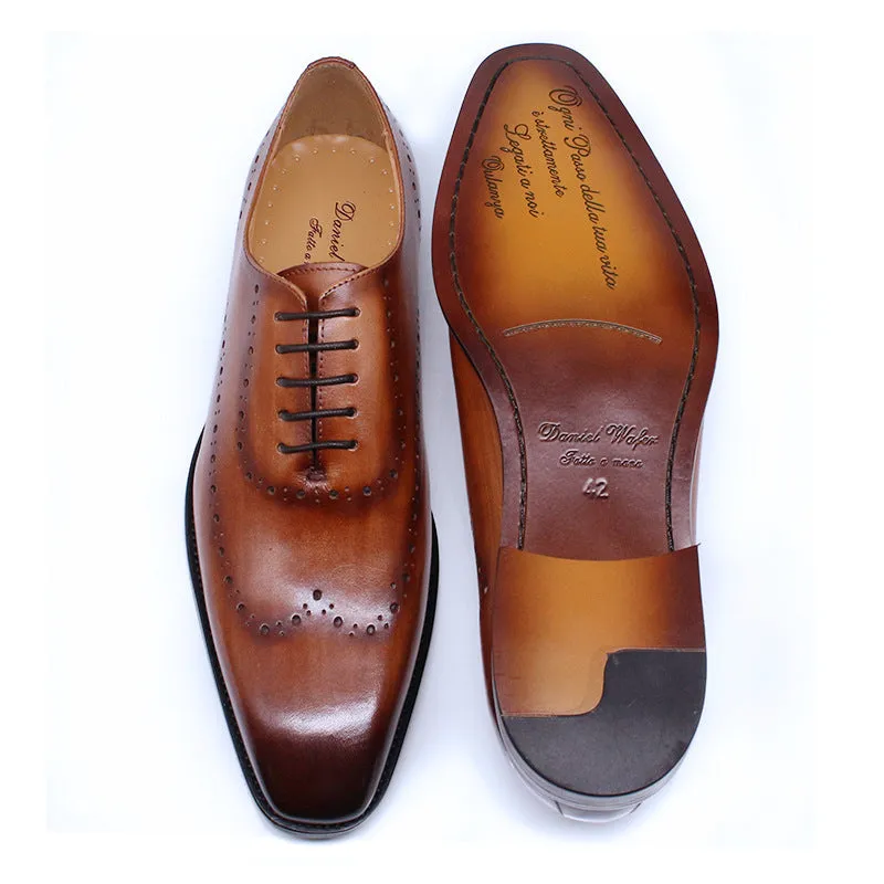 Carved Brock Dress Small Square Head Men's Oxford Shoes