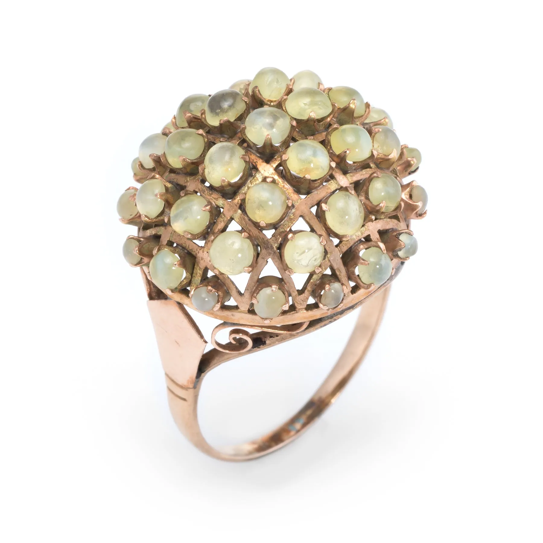 Cats Eye Chrysoberyl Dome Ring Vintage 10k Yellow Gold Estate Fine Jewelry
