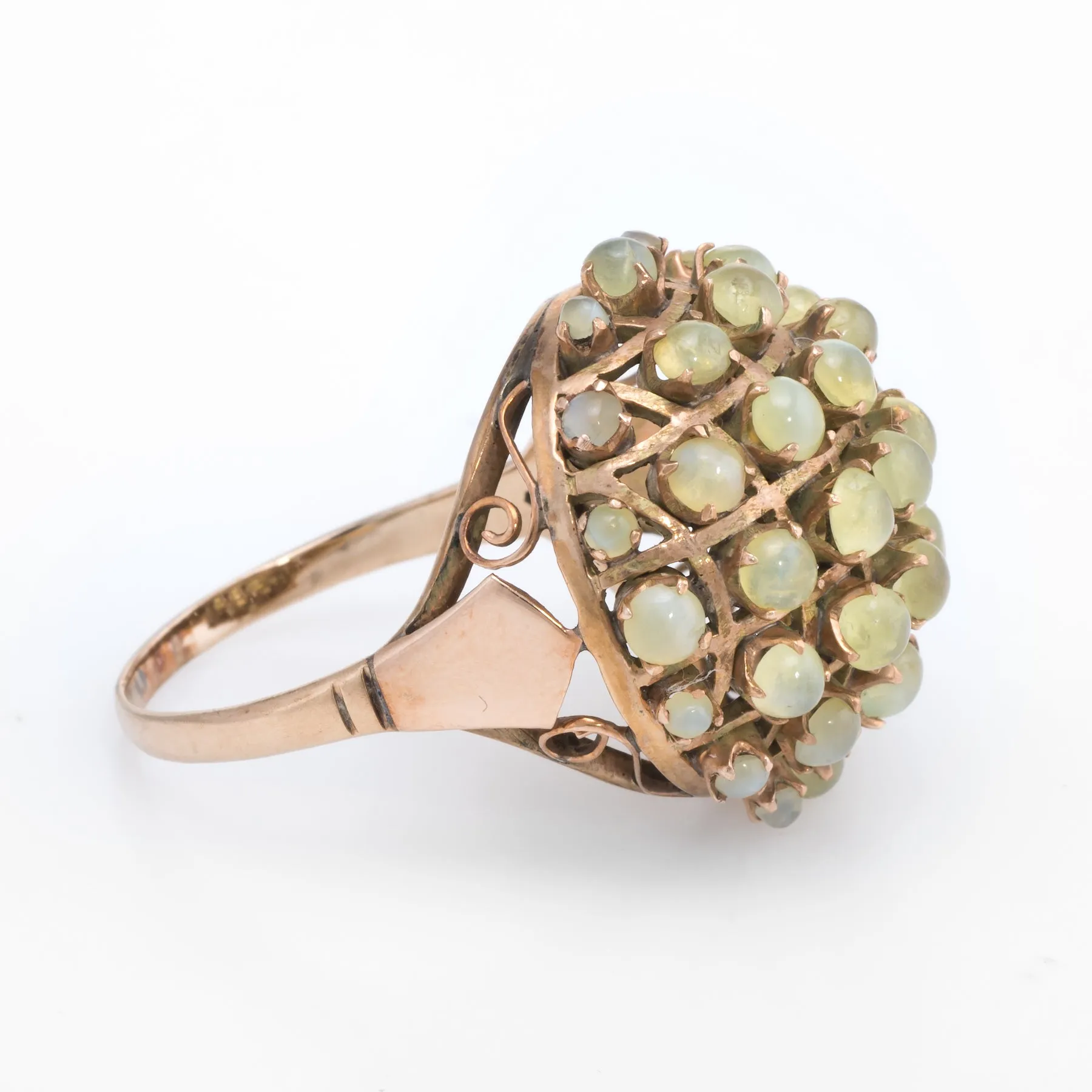 Cats Eye Chrysoberyl Dome Ring Vintage 10k Yellow Gold Estate Fine Jewelry