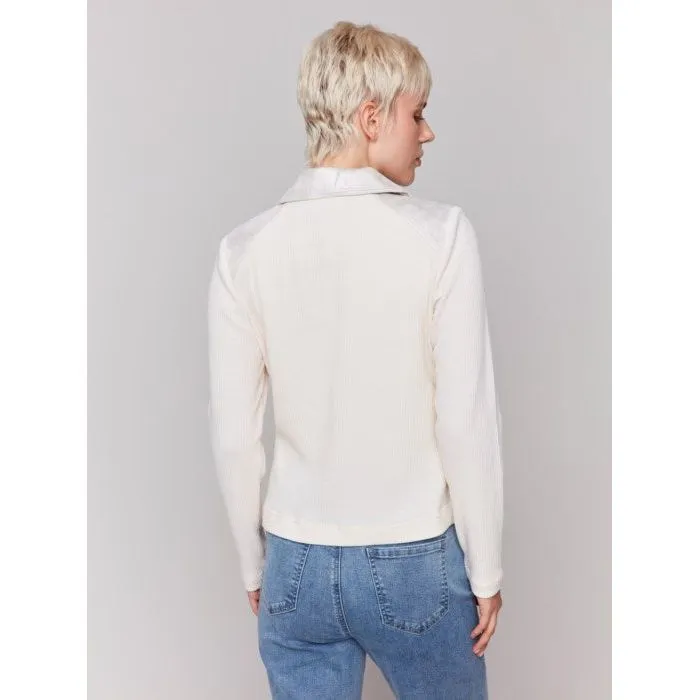 Champagne Foil Leather & Rib Knit Perfecto Jacket