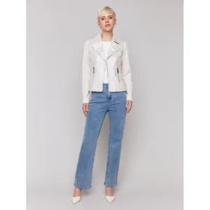 Champagne Foil Leather & Rib Knit Perfecto Jacket