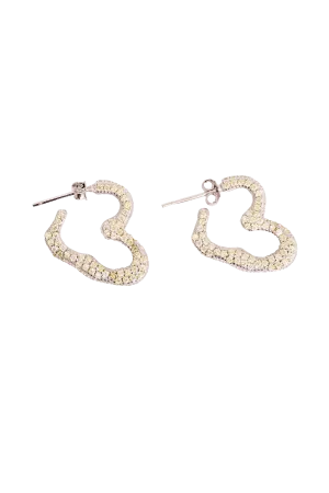 CHAMPAGNE RHINESTONE HEART EARRINGS