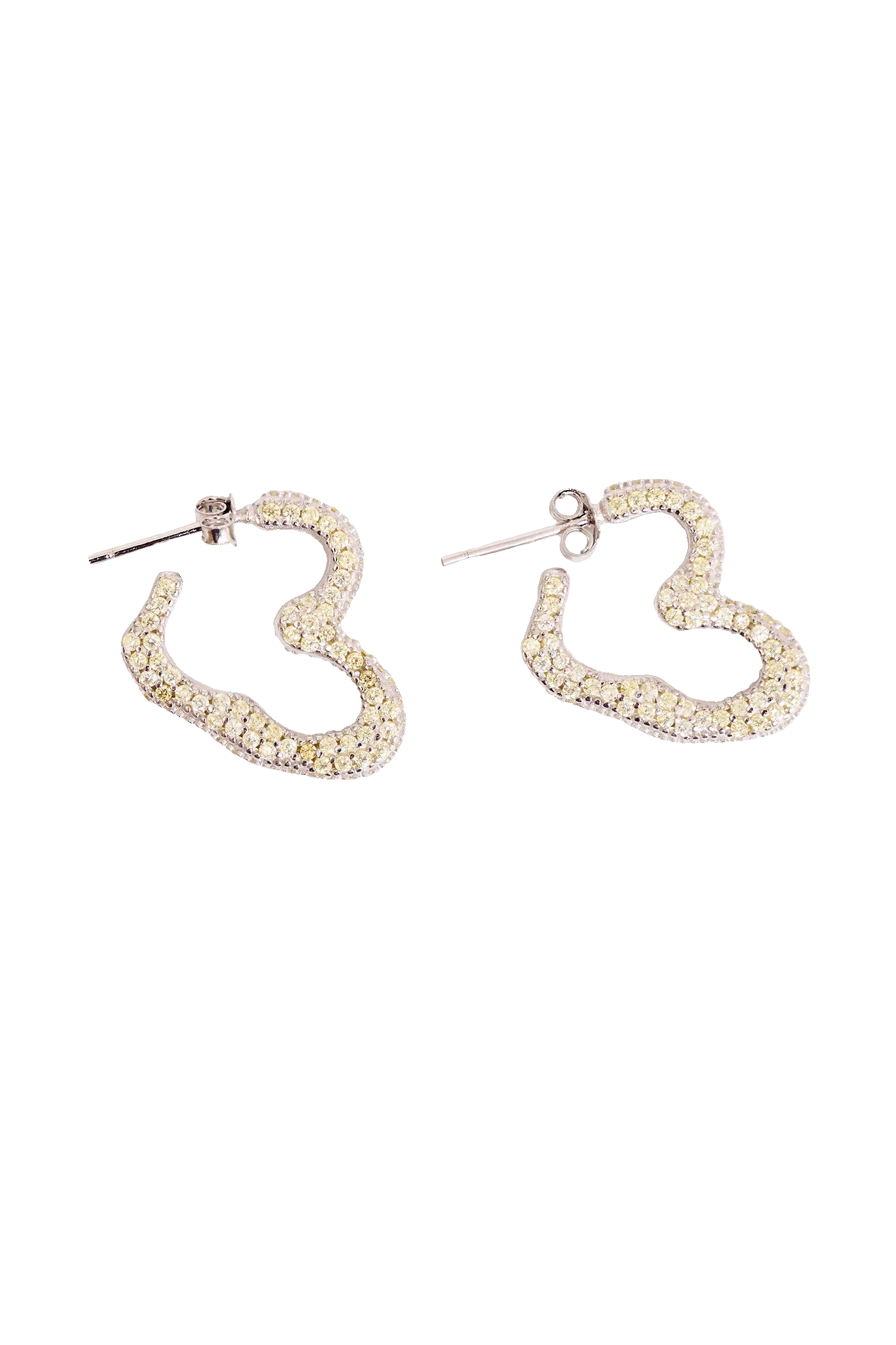 CHAMPAGNE RHINESTONE HEART EARRINGS