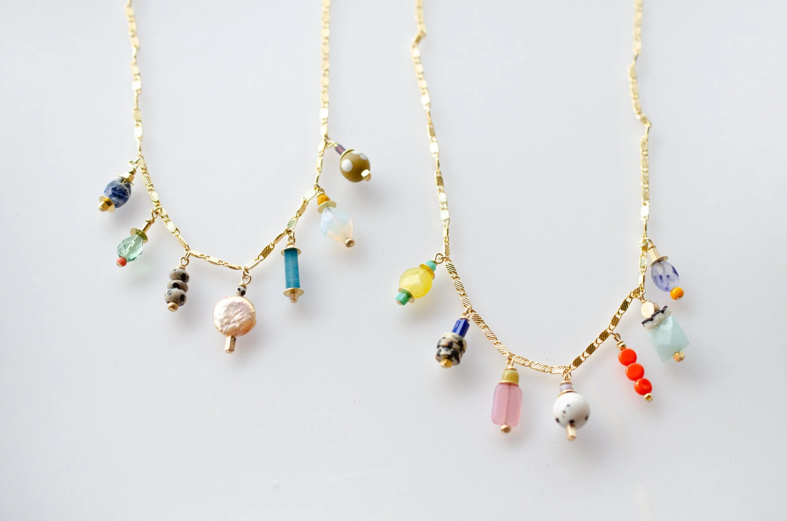 Charm Choker Statement Necklace, colorful drop necklace, statement jewelry, multicolored necklace, beaded jewelry, gift for her, Calypso