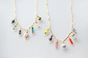 Charm Choker Statement Necklace, colorful drop necklace, statement jewelry, multicolored necklace, beaded jewelry, gift for her, Calypso