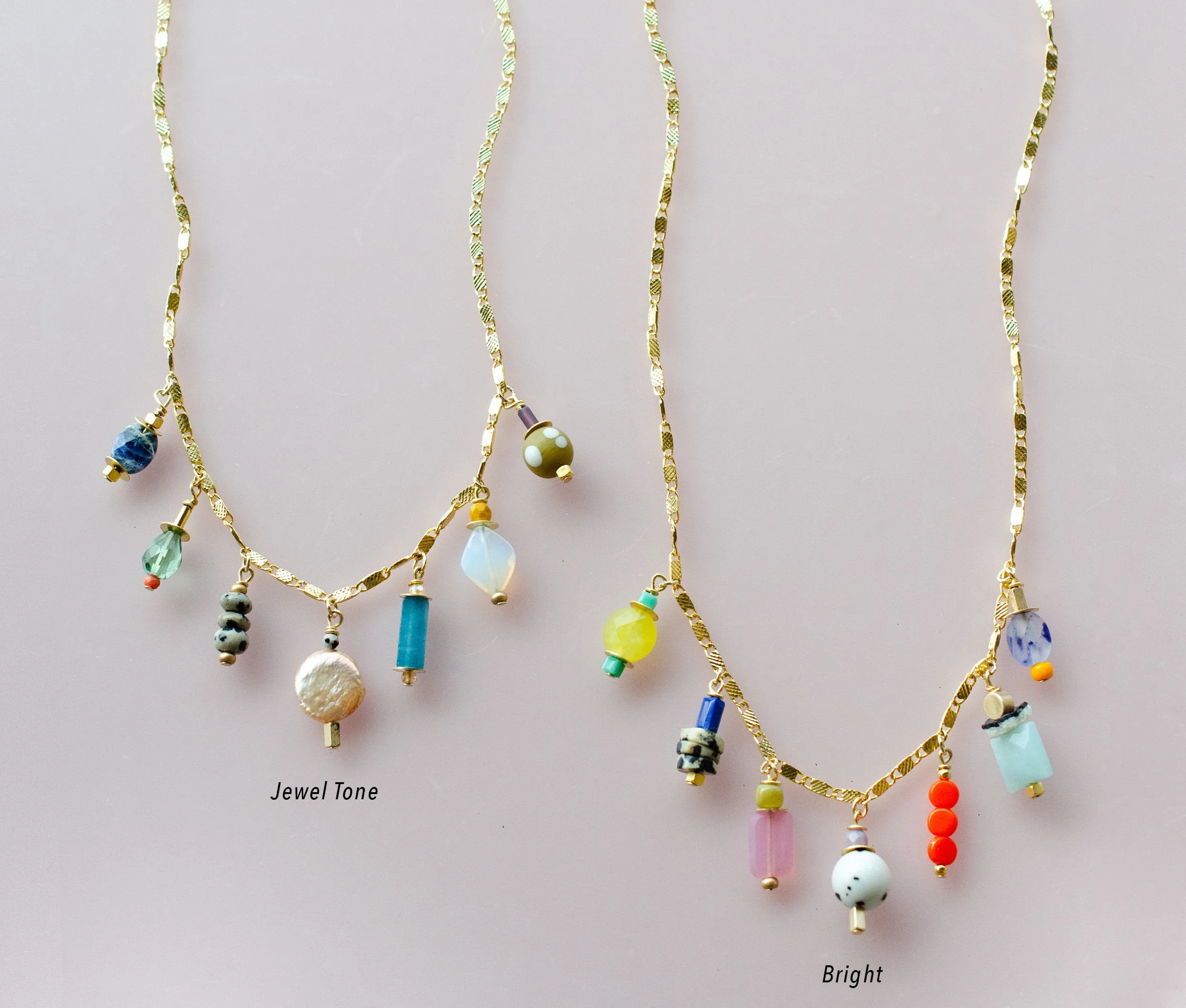 Charm Choker Statement Necklace, colorful drop necklace, statement jewelry, multicolored necklace, beaded jewelry, gift for her, Calypso
