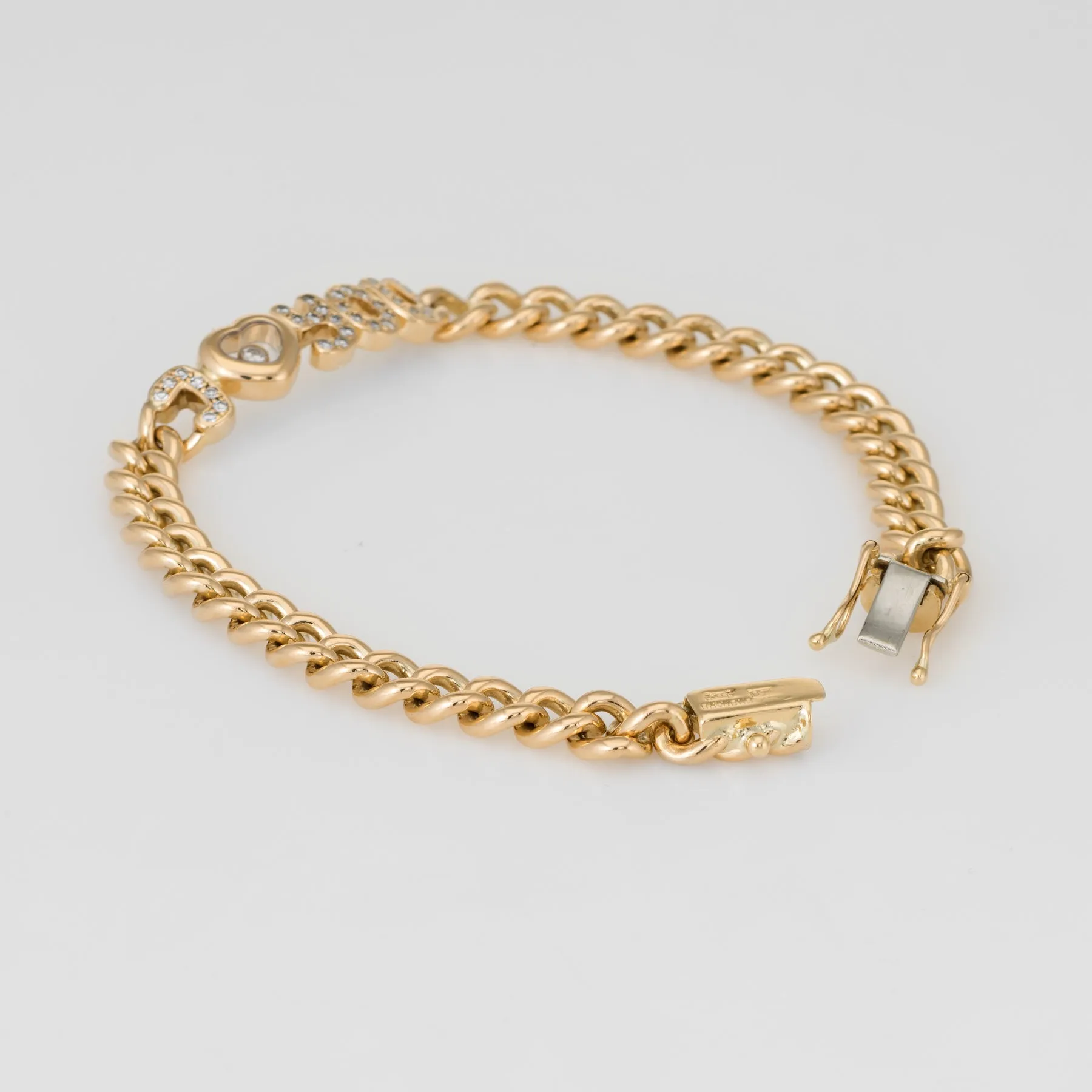 Chopard I love You Diamond Bracelet Vintage 18k Yellow Gold Estate Jewelry